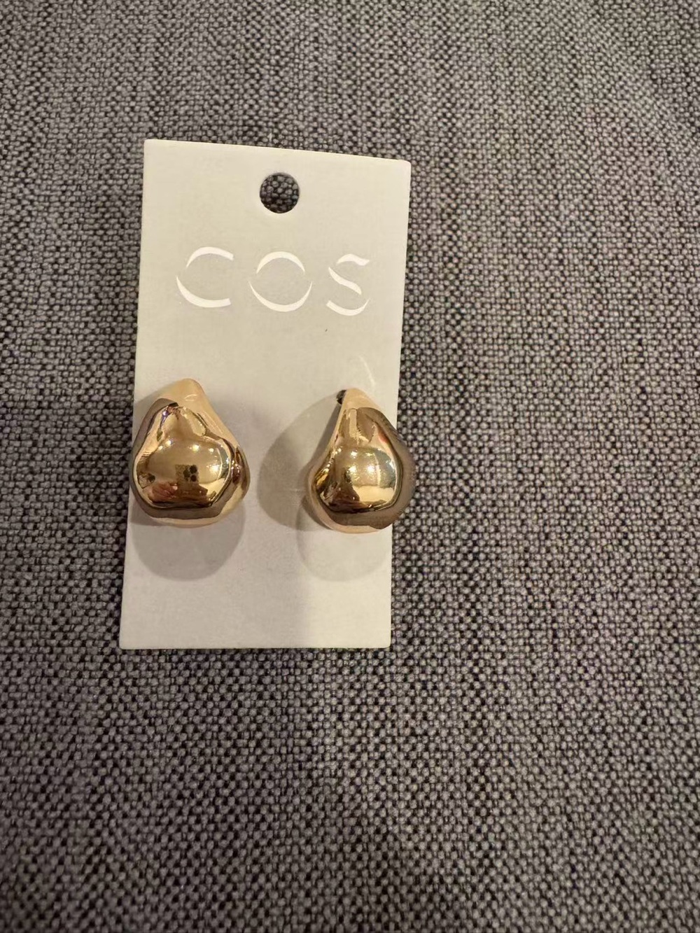 COS Polished Gold Teardrop Stud Earrings